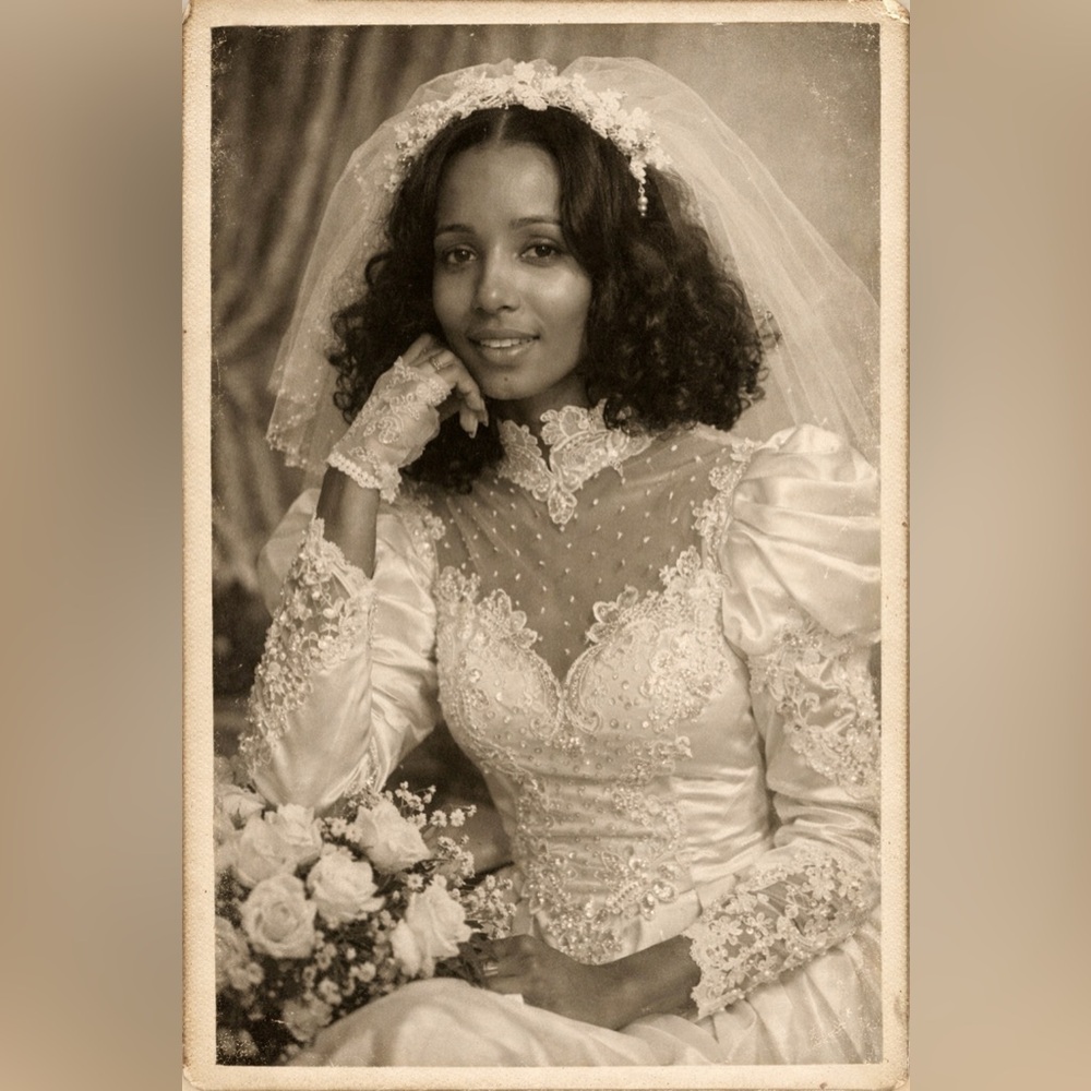 Vintage High Collar Wedding Gown